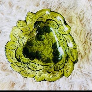 Vintage 1974 Indiana Green carnival glass berry bowl from Albany Bank
